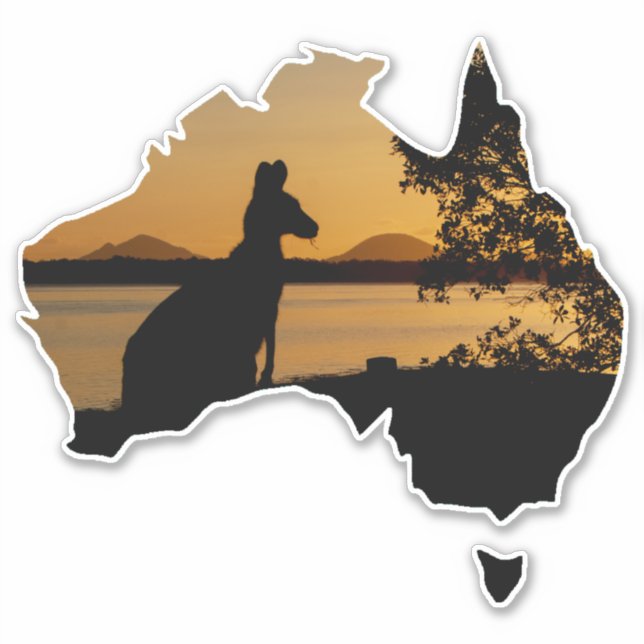 Black, White & Gold Kangaroo Australia Sunset (Front)