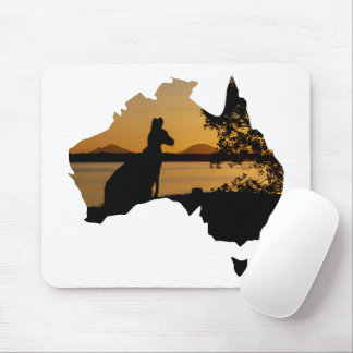 Black, White & Gold Kangaroo Sunset Australia Mouse Mat