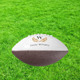 Black white gold laurel wreath monogram american football