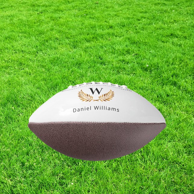 Black white gold laurel wreath monogram american football (Creator Uploaded)