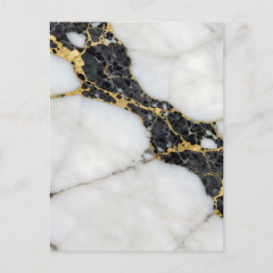 Black White Gold Marble Luxury Postcard