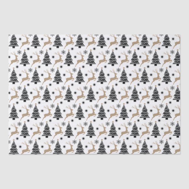 Black White & Gold Masculine Pattern Tissue Paper (Front)