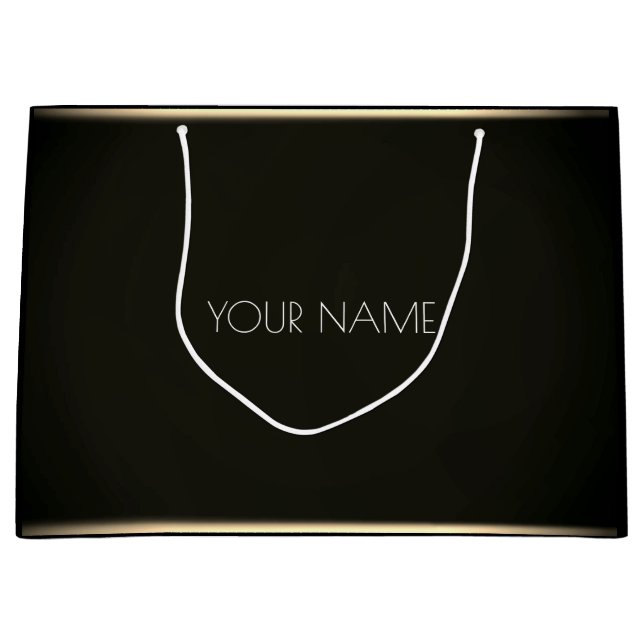 Black White Gold Minimal Luxury Brand Beauty VIP Large Gift Bag (Front)