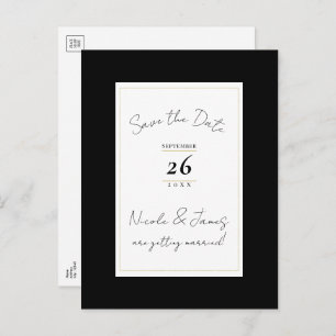 Black White Gold Modern Minimal Save the Date Announcement Postcard