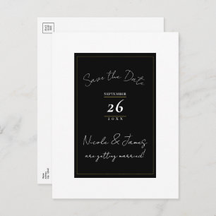 Black White Gold Modern Minimal Save the Date Announcement Postcard