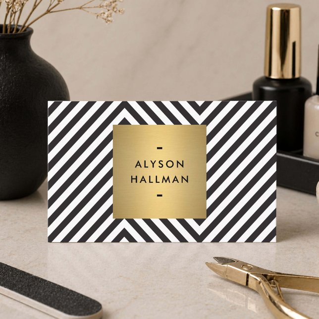 Black White Gold Modern Nail Tech Business Card (Creator Uploaded)