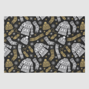 Black White Gold Modern Winter Clothing Tissue Paper