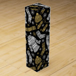 Black White Gold Modern Winter Clothing Wine Box<br><div class="desc">Festive and modern Christmas box  features black,  white and gold pattern of cosy winter sweaters,  scarves,  socks and mittens.</div>