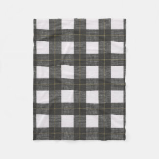 Black White Gold Plaid Fleece Blanket