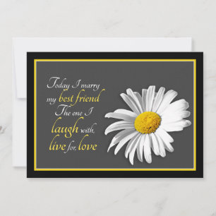 Black White Gold Shasta Daisy Wedding Invitation