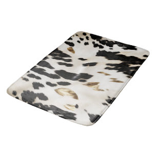 Black White Gold Southwest Cowhide  Bath Mat