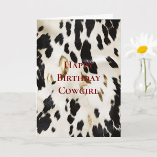 Black White Gold Southwest Cowhide Birthday Card