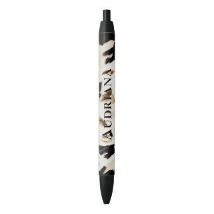 Black White Gold Southwest Cowhide Ink Pen