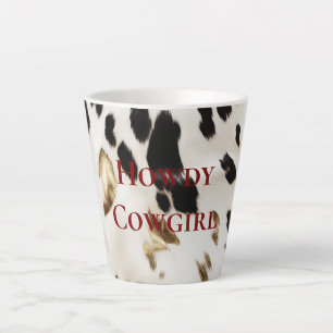 Black White Gold Southwest Cowhide  Latte Mug