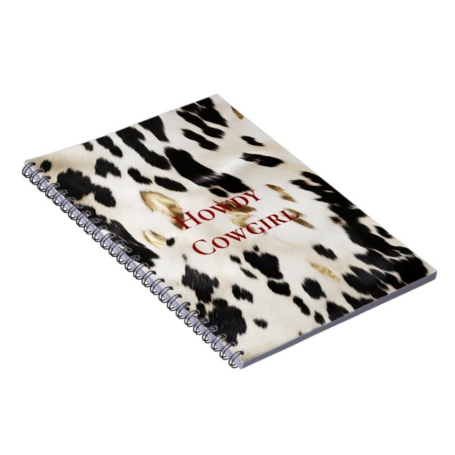 Black White Gold Southwest Cowhide  Notebook (Right Side)