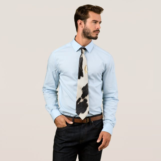 Black White Gold Southwest Cowhide  Tie (In Situ)