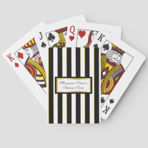 Black, White & Gold Striped Monogram Playing Cards