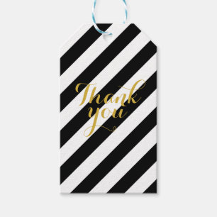 Black & white gold thank you gift tags