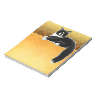 Black White Gold Tuxedo Cat Felix Notepad