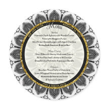 Black White Gold Wedding Sunflower Mandala Round