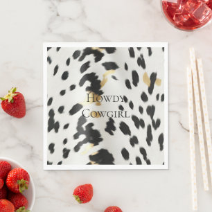 Black White Gold Western Cowhide Napkin