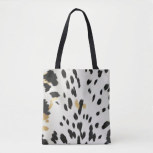 Black White Gold Western Cowhide Tote Bag