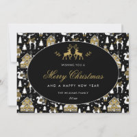 Black White Gold Winter Pattern