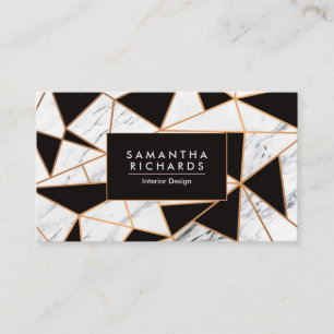Black White & Golden Abstract Mosaic Business Card