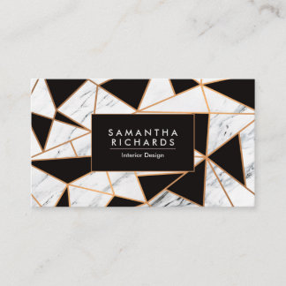 Black White & Golden Abstract Mosaic Business Card