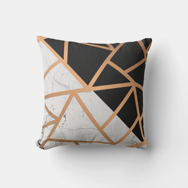 Black & White Golden Marble Mosaic Cushion (Front)