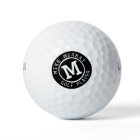 black & white golf ball with monogram