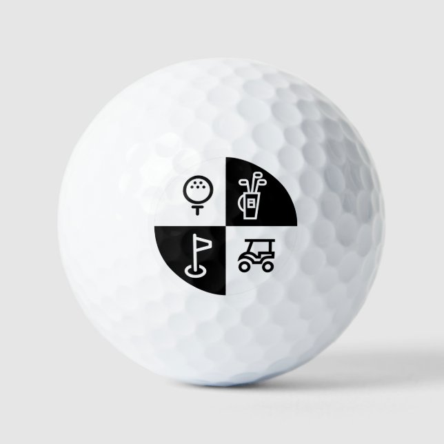 Black & White Golf Items Golf Balls (Front)