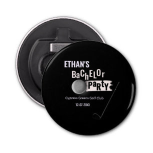 Black White Golfer - Bachelor Party - Golfing  Bottle Opener