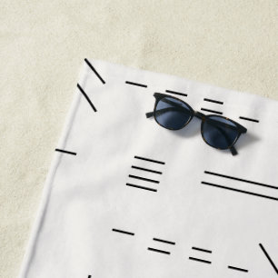 Black White Gorgeous Modern Geometric Pattern Beach Towel