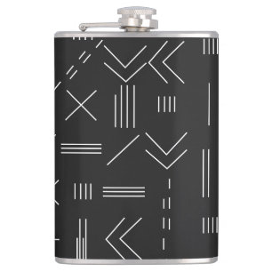 Black White Gorgeous Modern Geometric Pattern Hip Flask