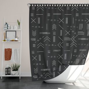 Black White Gorgeous Modern Geometric Pattern Shower Curtain