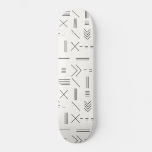 Black White Gorgeous Modern Geometric Pattern Skateboard