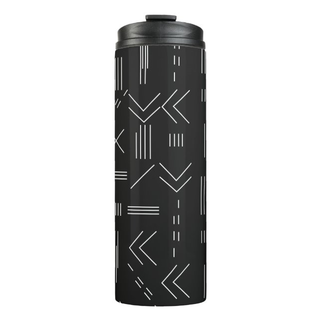 Black White Gorgeous Modern Geometric Pattern Thermal Tumbler (Front)