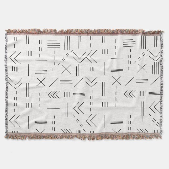 Black White Gorgeous Modern Geometric Pattern Throw Blanket (Front)