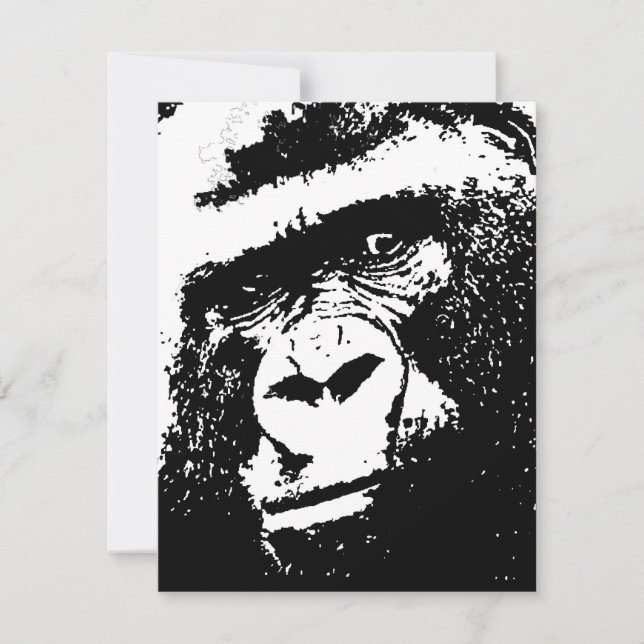Black & White Gorilla Invitations (Front)