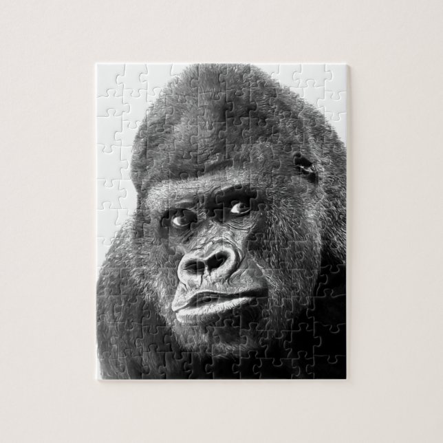 Black White Gorilla Jigsaw Puzzle (Vertical)