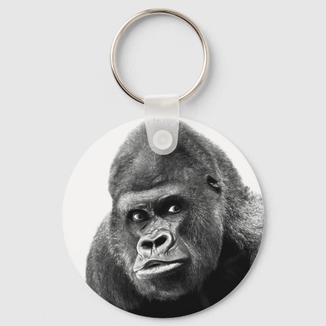 Black White Gorilla Key Ring (Front)