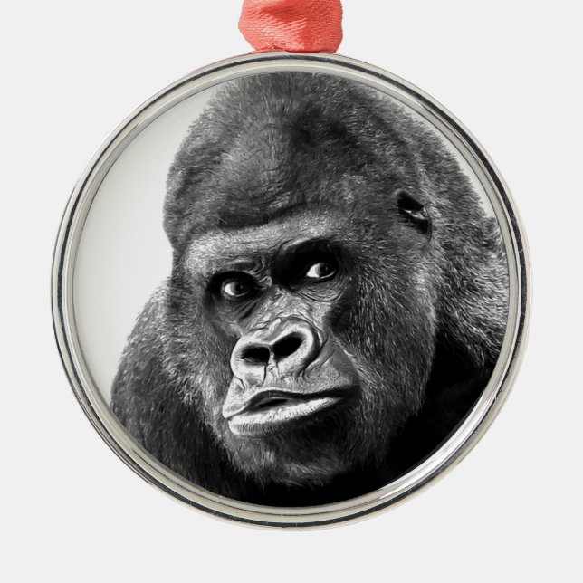Black White Gorilla Metal Tree Decoration (Front)