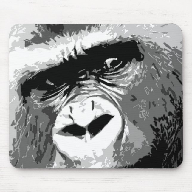 Black & White Gorilla Mouse Mat (Front)