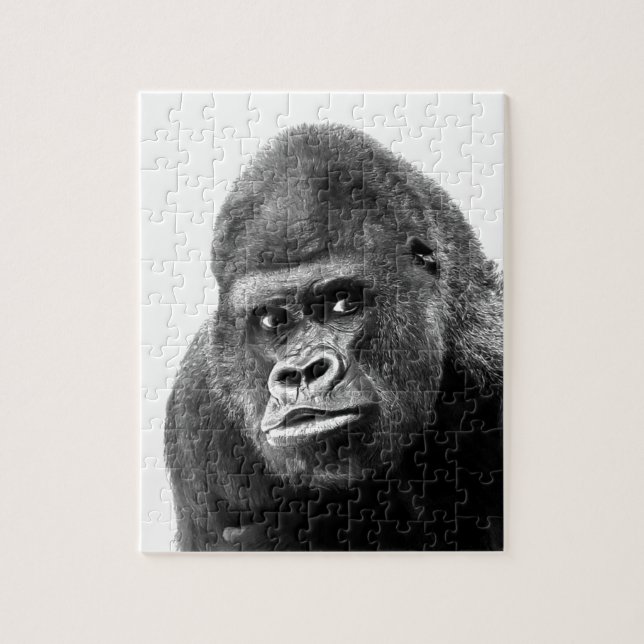 Black White Gorilla Photo - Animals Art Jigsaw Puzzle (Vertical)