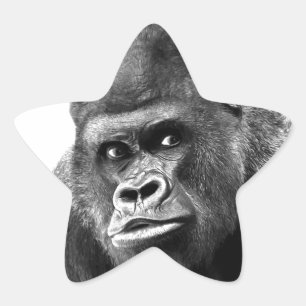 Black White Gorilla Star Sticker