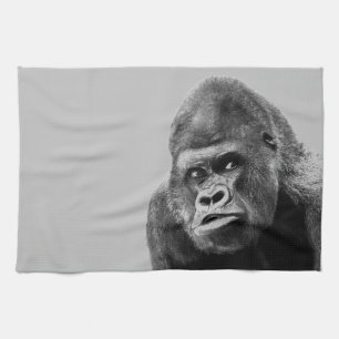 Black White Gorilla Tea Towel