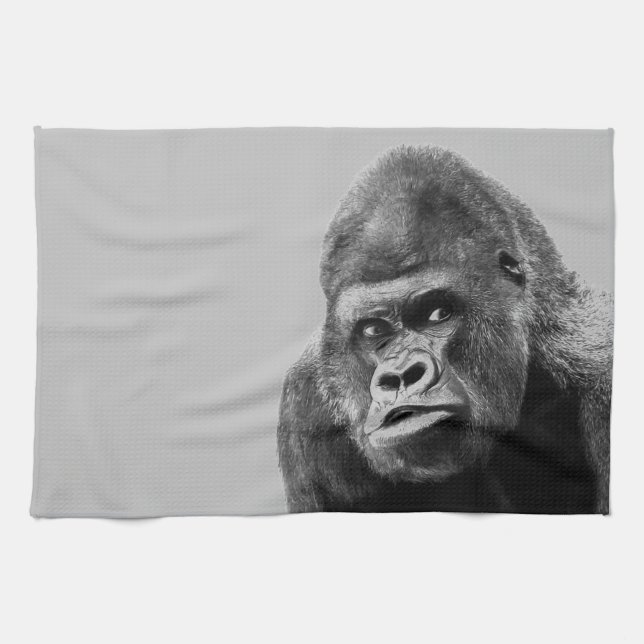 Black White Gorilla Tea Towel (Horizontal)