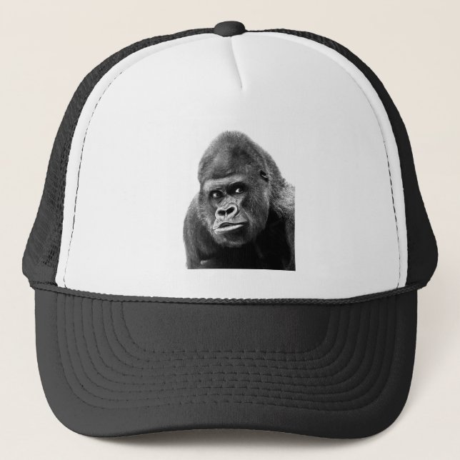 Black White Gorilla Trucker Hat (Front)