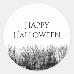 Black White Gothic Woods Halloween  Classic Round Sticker